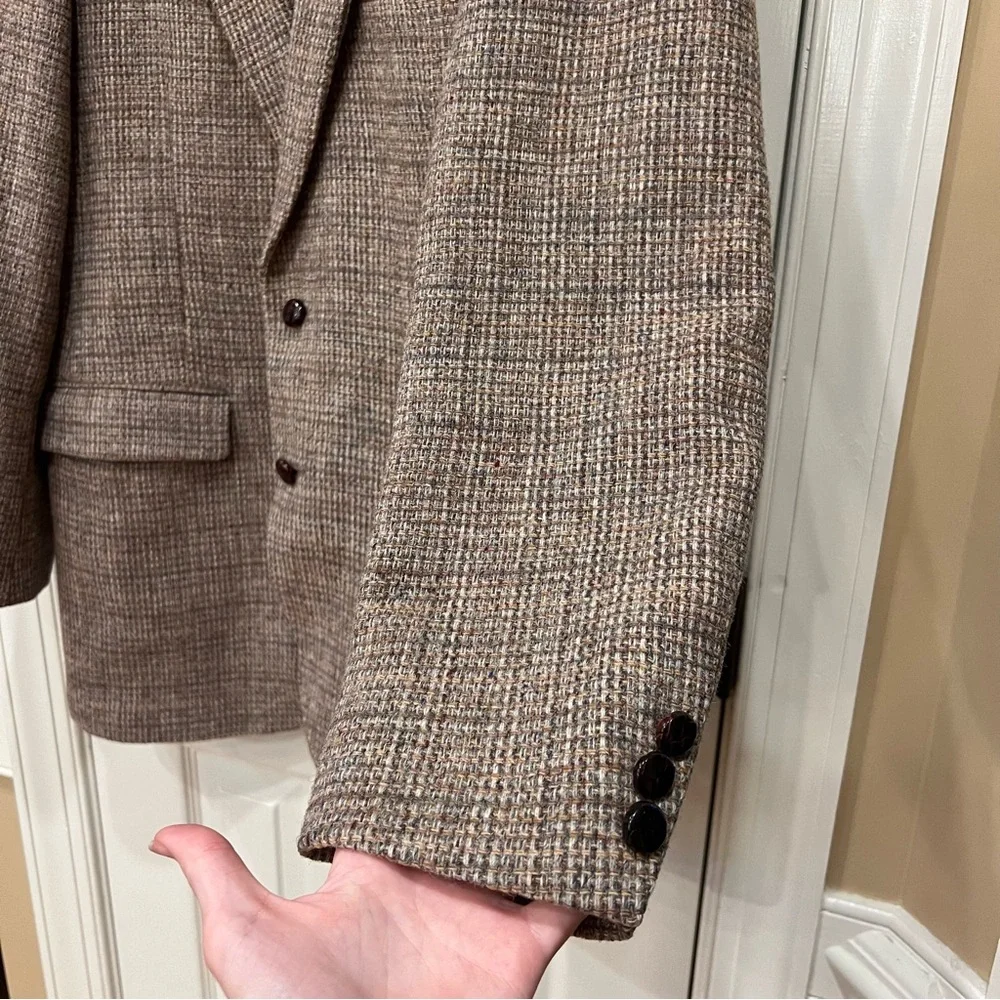 Vintage HARRIS TWEED Brown Tan Sport Coat Men’s 42R Traditional Country Tweed
